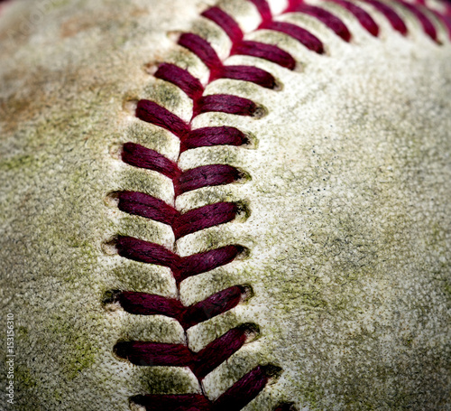 Macro of Old Dirty Baseball