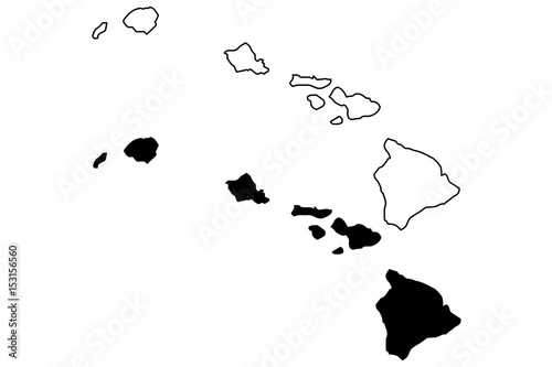 Hawaii map vector illustration, scribble sketch Hawaii
