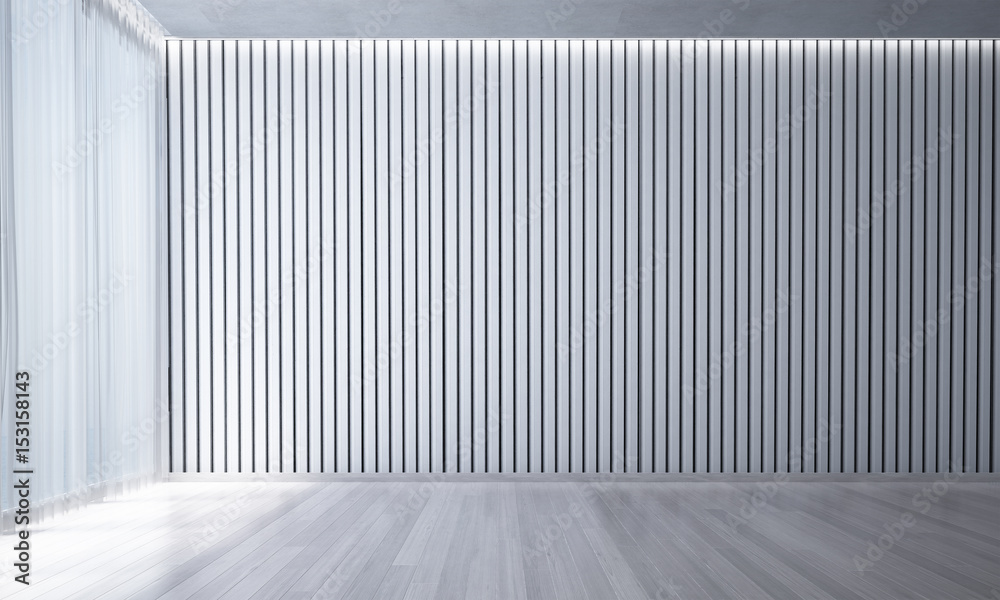 The interior 3d rendering design of modern empty living room white stripes wall pattern The interior 3d rendering design of modern empty living room white stripes wall pattern