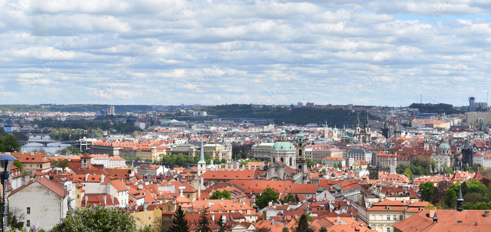 The view of the city of Prague in Czech Republic in a sunny day.