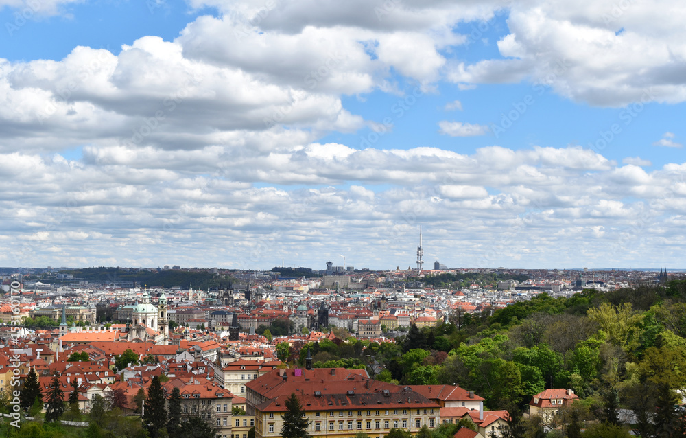 The view of the city of Prague in Czech Republic in a sunny day.