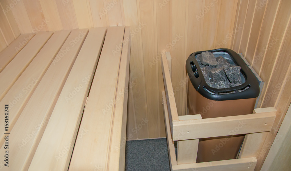 Steam baths saunas, finish in light natural wood and electric oven ...