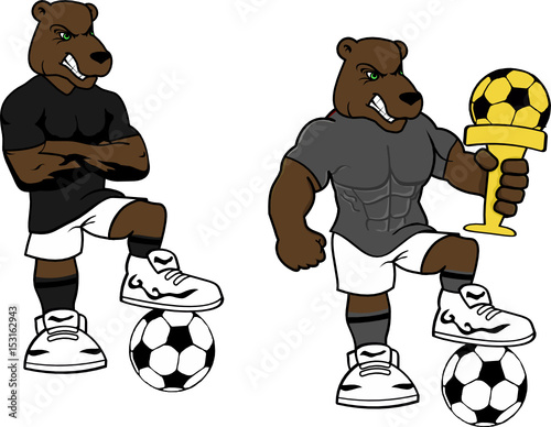 soccer futbol strong bear cartoon set in vector format very easy to edit