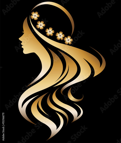 illustration vector of women silhouette icon on black background