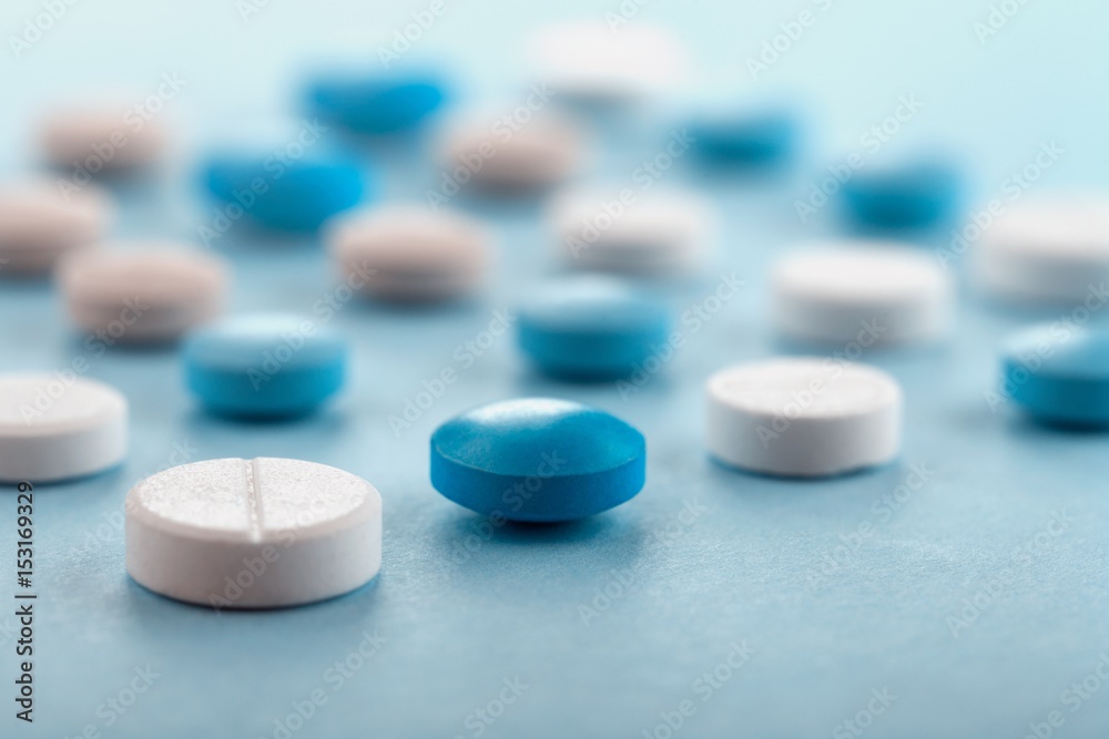 Pills on the table. Pills on the table.