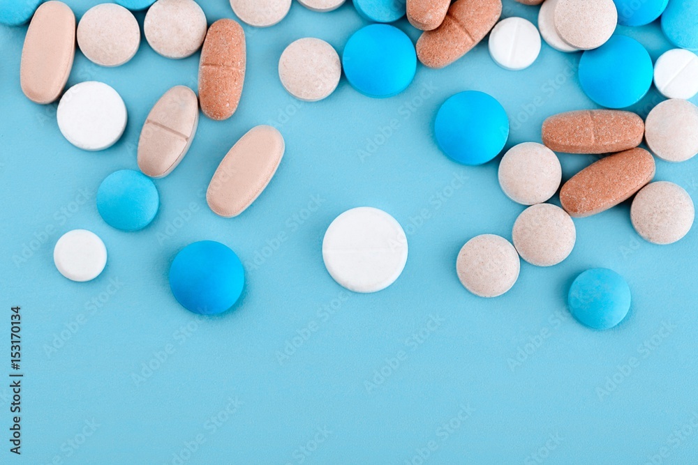 Pills on the table. Pills on the table.