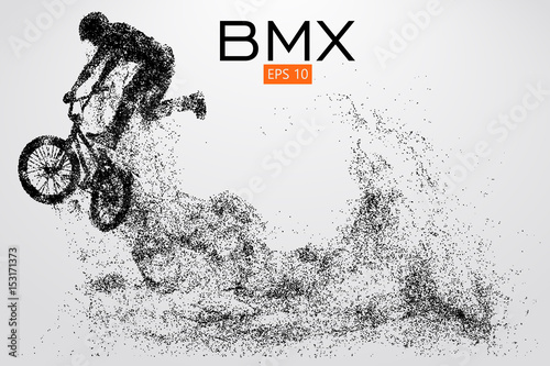 Valokuvatapetti Silhouette of a BMX rider. Vector illustration