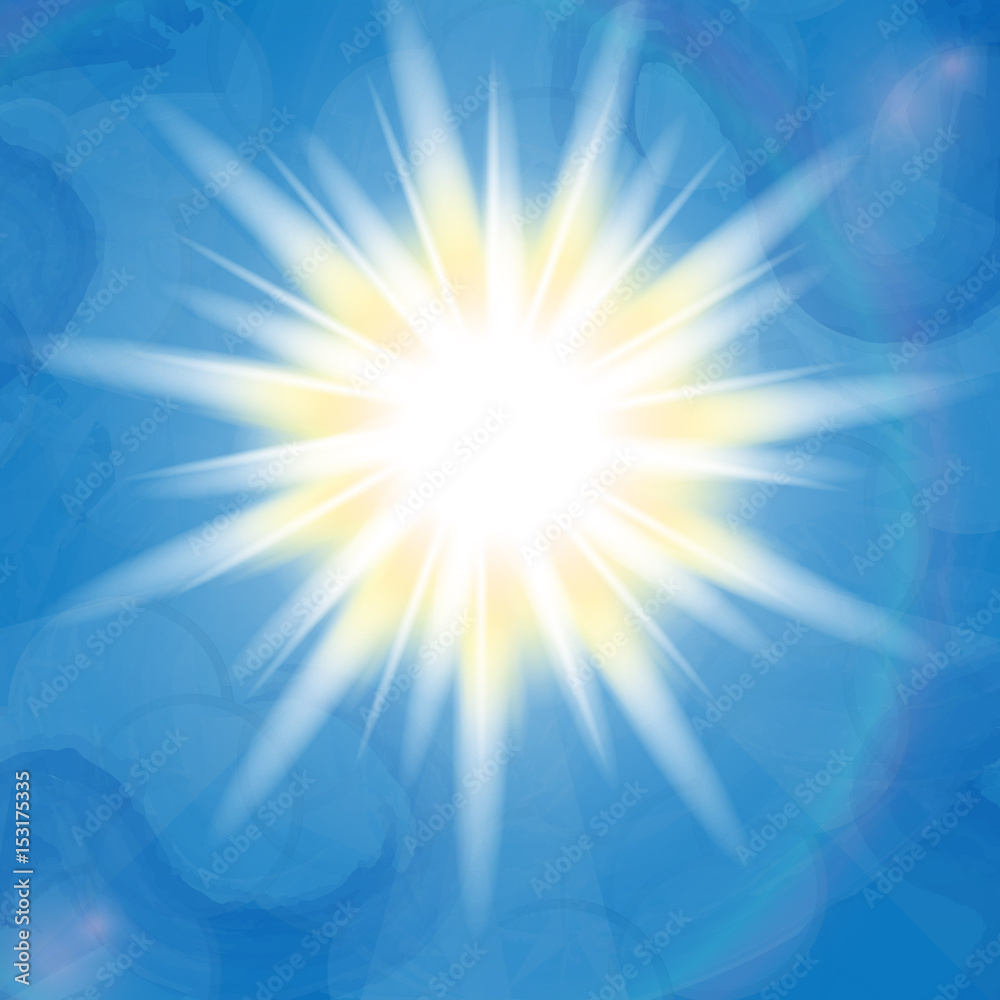 Sun with lens flare, vector background Sun with lens flare, vector background
