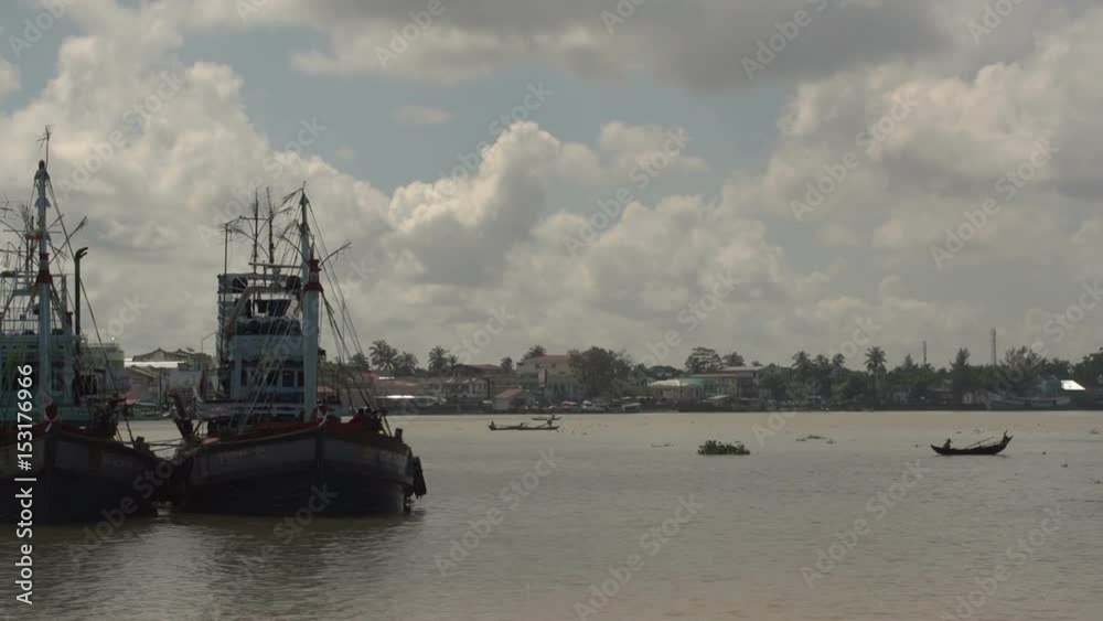 Pathein, Fishing boats at the Irrawaddy river Pathein, Fishing boats at the Irrawaddy river