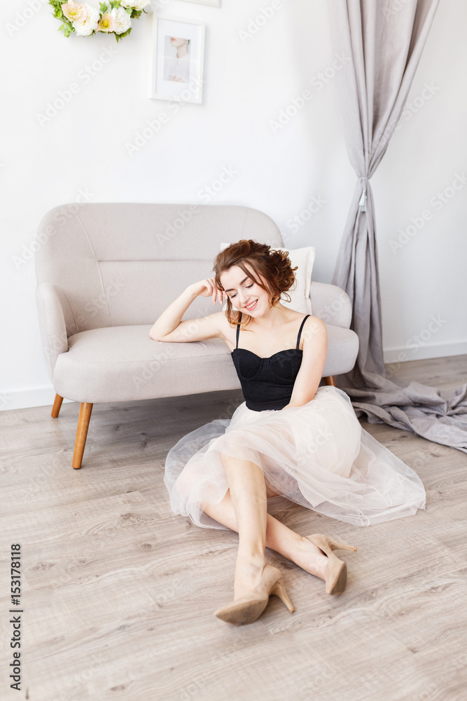 Home lifestyle woman relaxing enjoying luxury sofa Home lifestyle woman relaxing enjoying luxury sofa