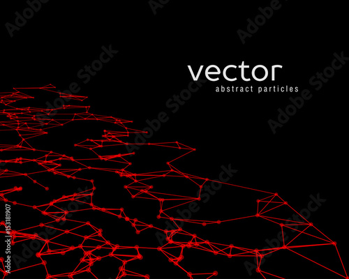 Vector background with red abstract particles.