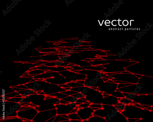 Vector background with red abstract particles.