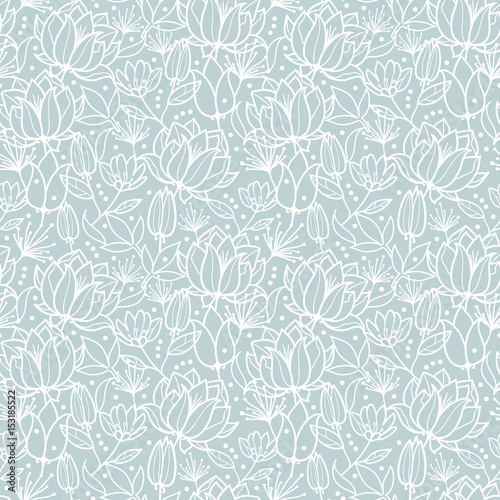 Fotofirana Vector silver grey spring flowers texture seamless repeat pattern bacgkround design. Great for springtime greeting cards, invitations, wedding, fabric, wallpaper, wrapping projects.