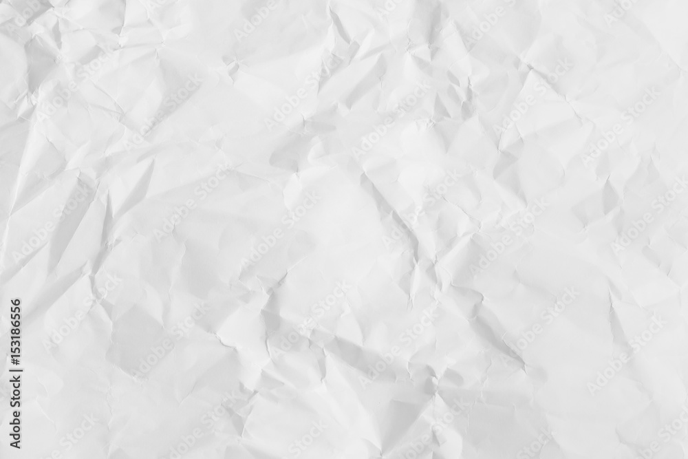 The white texture image crumpled paper to show texture detail on paper. for design mapping material on 3D object, Abstract background.