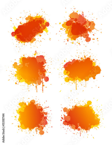 Abstract paint splashes set for design use. Splatter template set. Grunge vector illustration background.