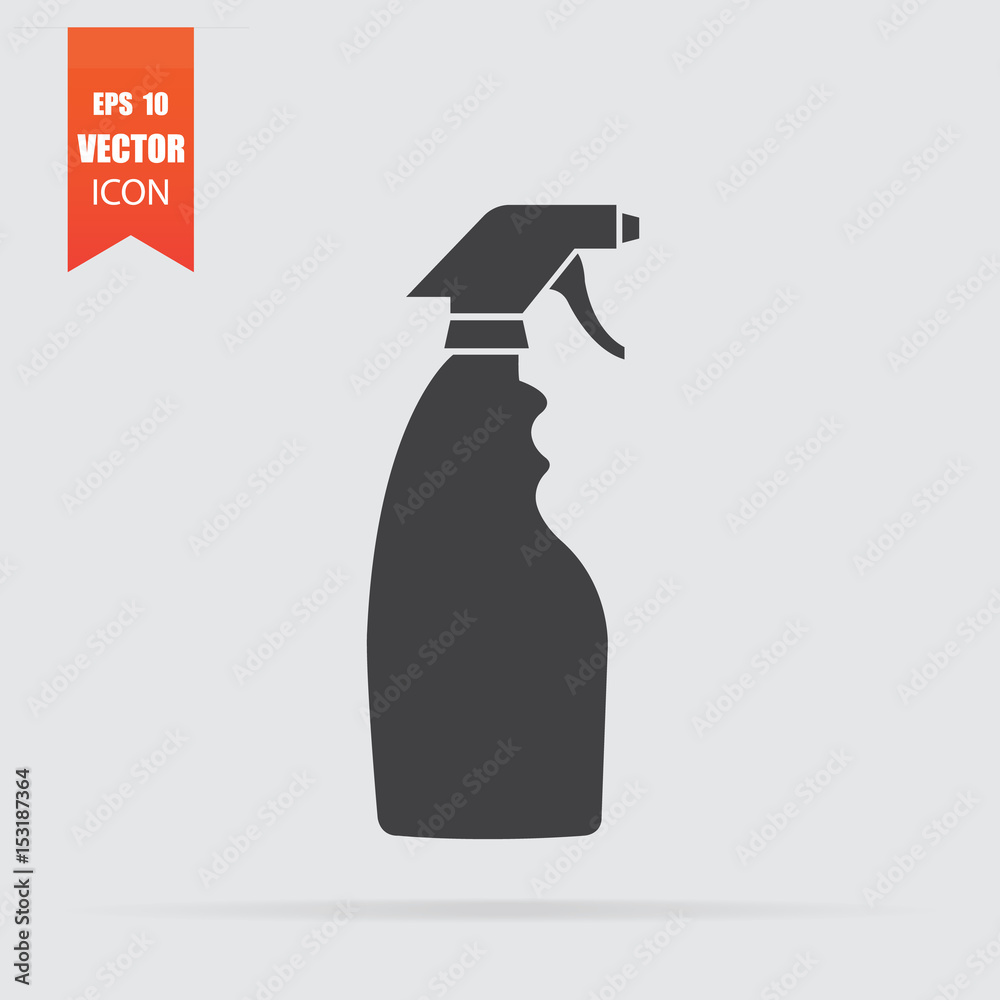 Spray bottle icon in flat style isolated on grey background. Spray bottle icon in flat style isolated on grey background.