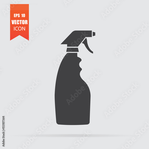 Spray bottle icon in flat style isolated on grey background.