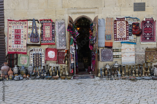 Traditional azerbaijan handicraft shop in Icheri sheher (Old Town) of Baku © arkady_z