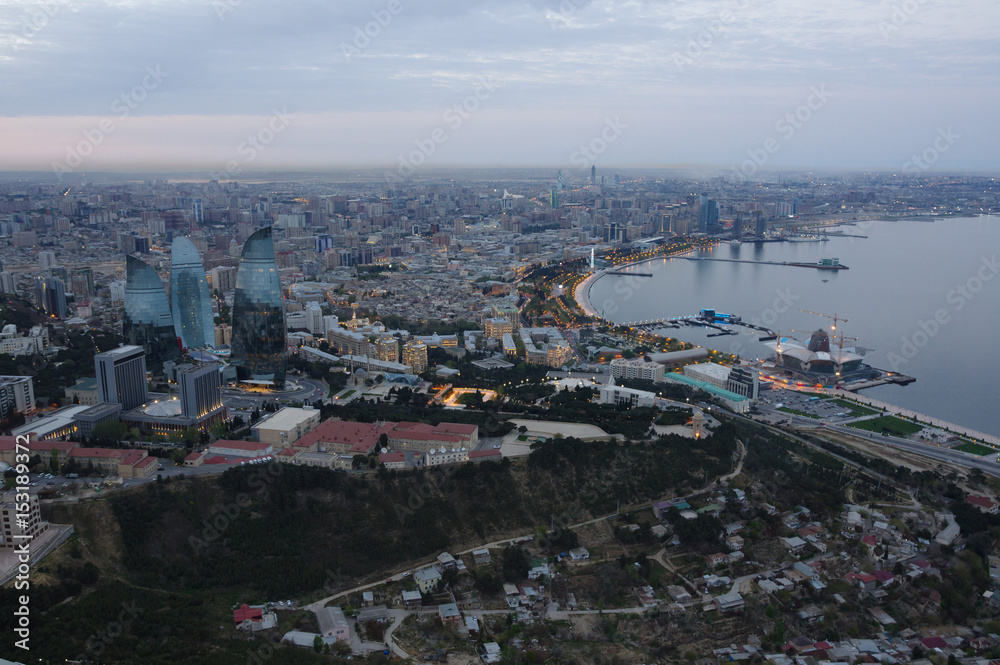 Aerial view of Baku from television tower