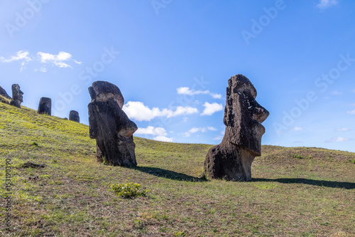 Moai Statues of Rano Raraku Volcano Quarry - Easter Island, Chile