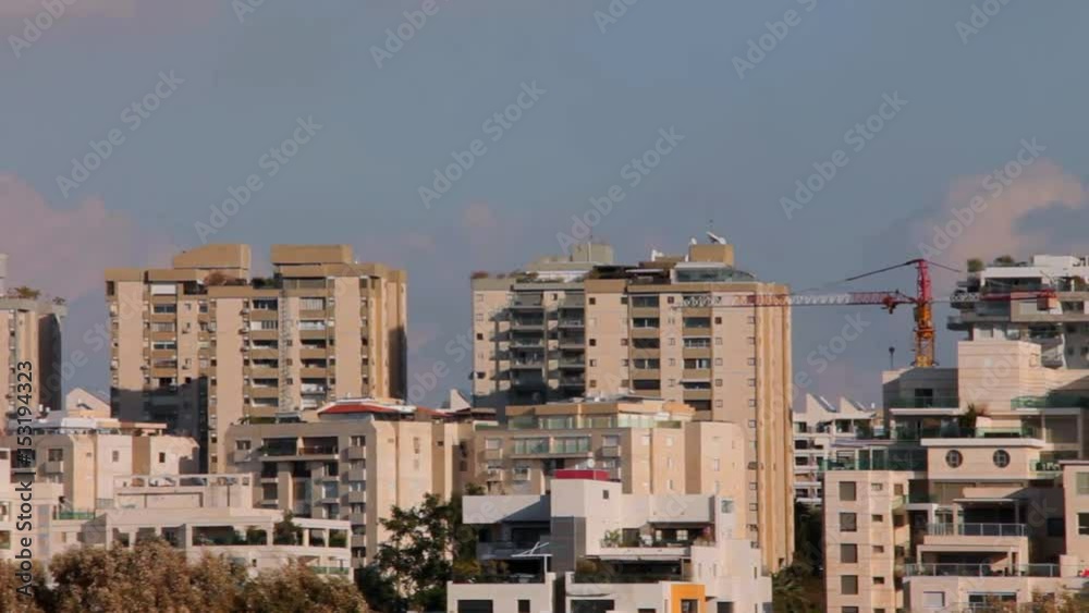 Panorama of Modern City on Beautiful Blue Sky With White Clouds Background Panorama of Modern City on Beautiful Blue Sky With White Clouds Background