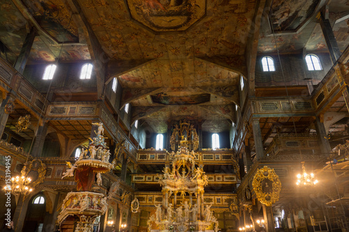 Rich in gold  sculptures and paintings  Baroque interiors of the Protestant church in Swidnica. It is one of the so-called peace churches inscribed on the UNESCO World Heritage List.