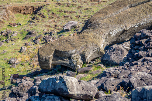Fallen Moai Statues at Ahu Akahanga - Easter Island, Chile photo