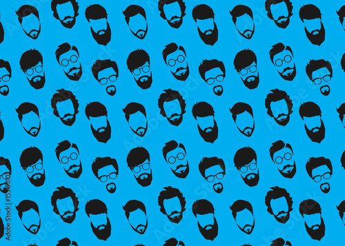 Bearded Hipster pattern with glasses.Urban Lumberjack background.