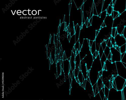 Vector background with green abstract particles.