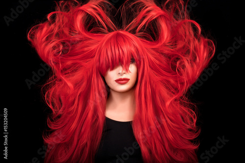 Vászonkép Beautiful and healthy long red hair. Flying hair