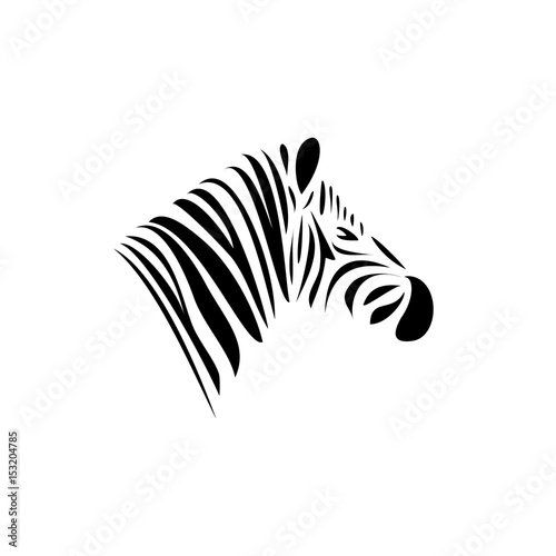Zebra's head. Schematic black lines logo.