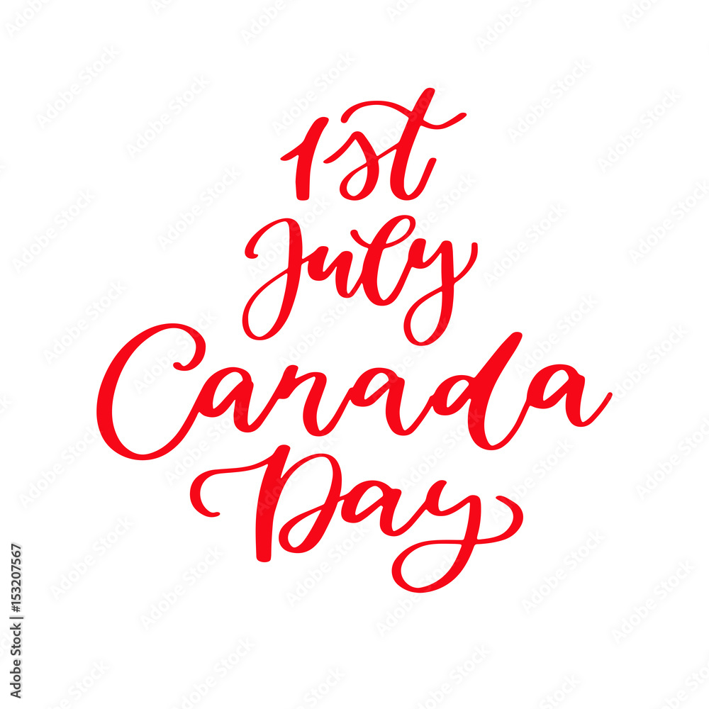 Happy Canada day vector card. Handwritten lettering. Calligraphy sticker.
