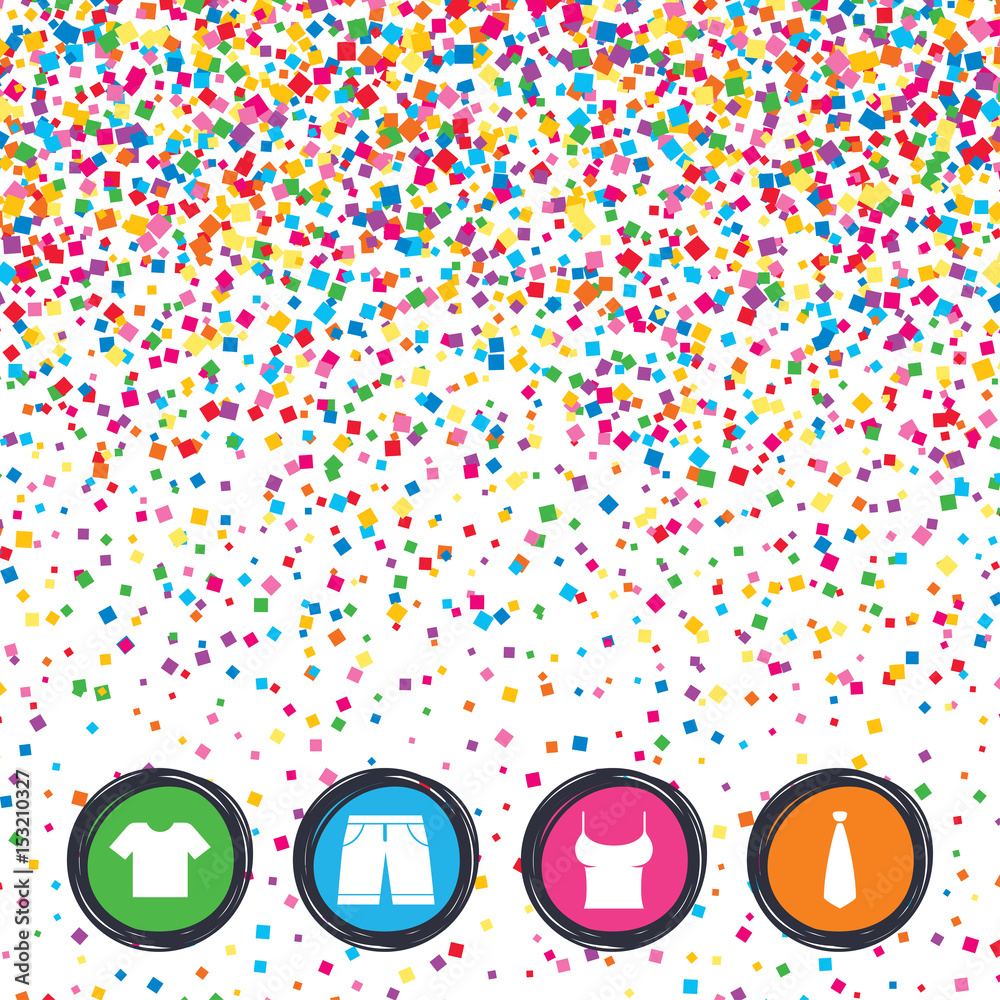 Obraz premium Clothes signs. T-shirt and pants with shorts.