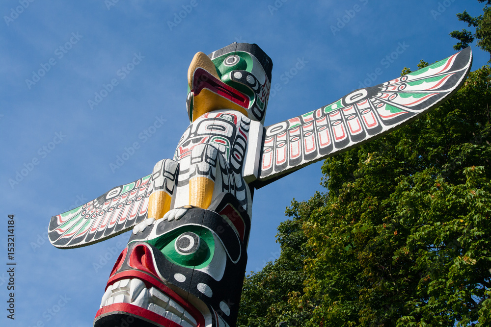 Totem pole is the cultural heritage of first nation people. Stock Photo ...