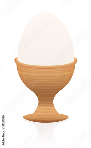 Egg in a wooden egg cup - isolated vector illustration on white background.