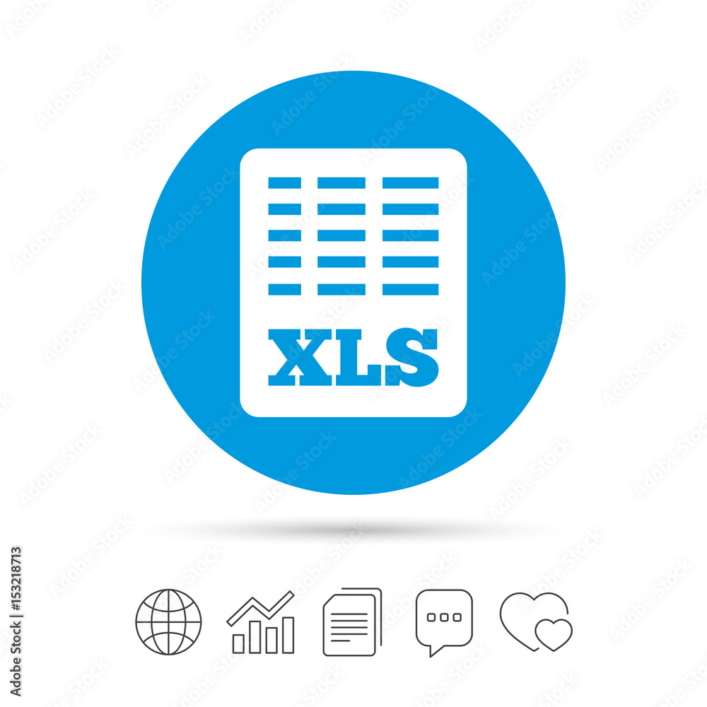 Excel file document icon. Download xls button.