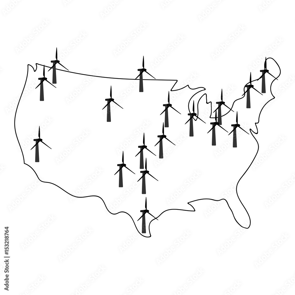 Map of wind farms in america vector - 1000 F 153218764 H15j3Zcm4Whu0JYLbsCWFyyoau49msZu 