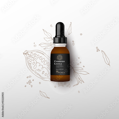 Realistic essential oil brown bottle