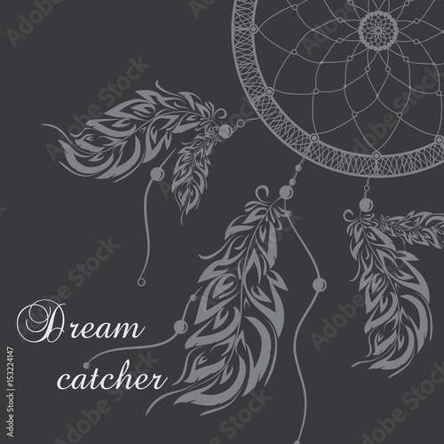 Vector dream catcher. Dark background.