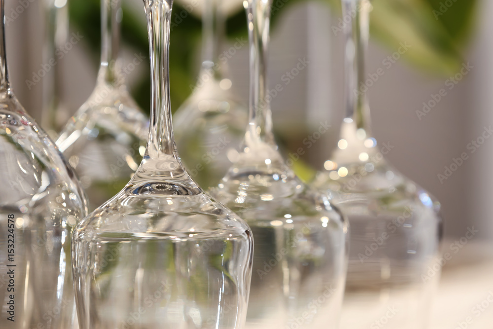 Set of empty wineglasses, closeup Set of empty wineglasses, closeup