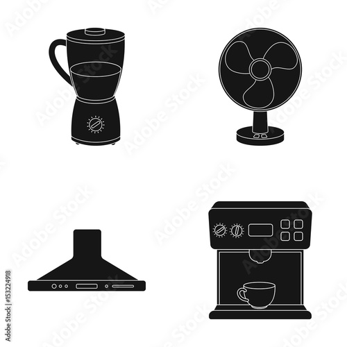 Blender, extractor and other equipment.Household set collection icons in black style vector symbol stock illustration web.