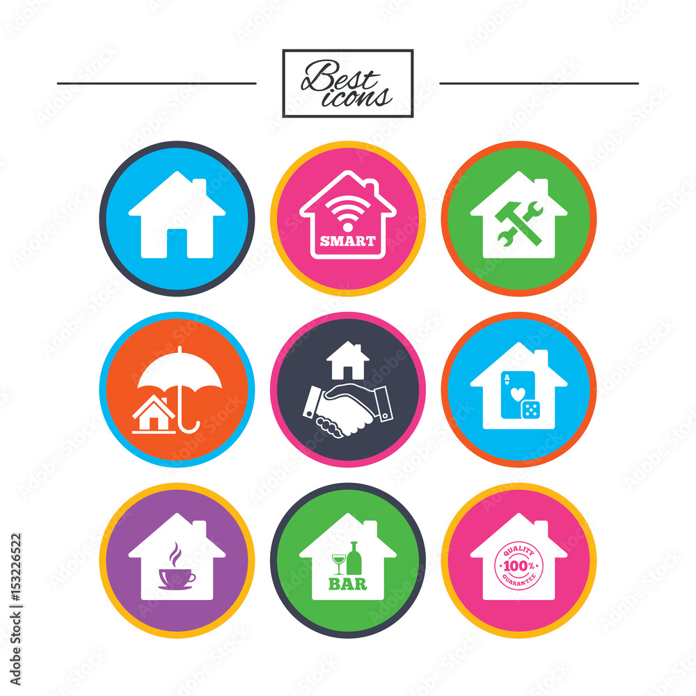 Real estate icons. House insurance sign.