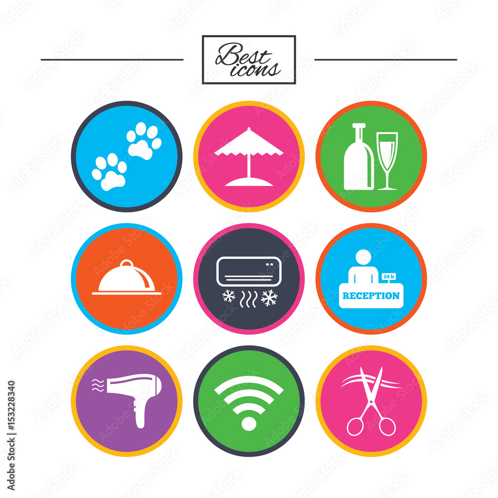 Hotel, apartment services icons. Wifi sign. Hotel, apartment services icons. Wifi sign.