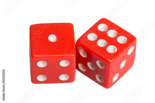 Two dice showing one and six
