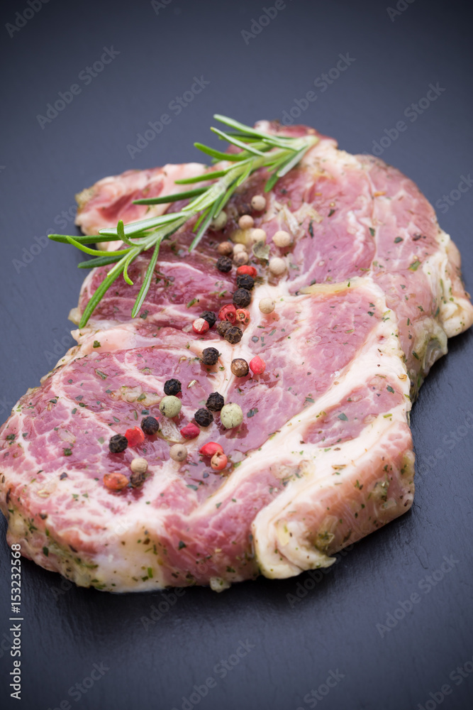 Pork chops, pepper and rosemary marinade. Pork chops, pepper and rosemary marinade.