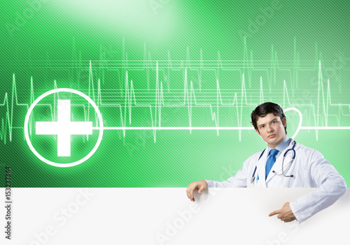 Doctor with banner