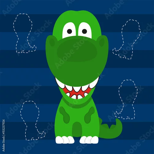 Obraz ładny mały t-rex zielony kolor dziecięcy t-shirt