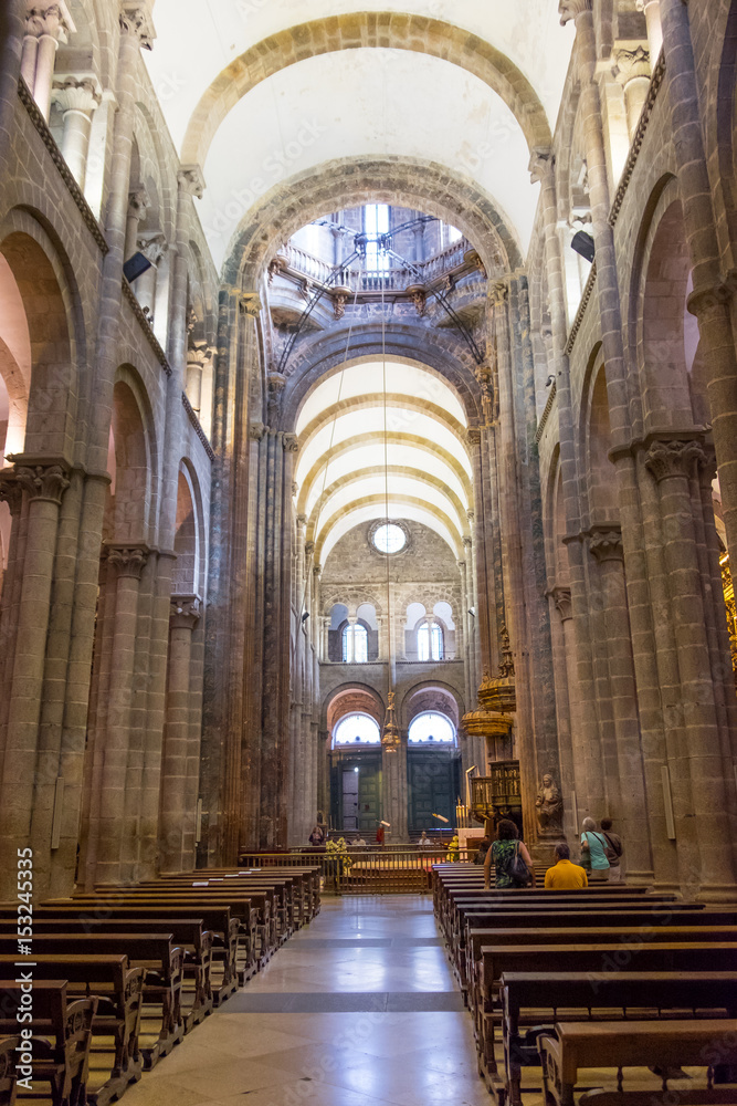 Spain, Santiago de Compostela. Pilgrimage cathedral of Santiago de Compostela. UNESCO World Heritage Site. Inside cathedral.