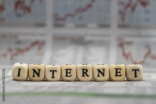 internet word built with letter cubes photo