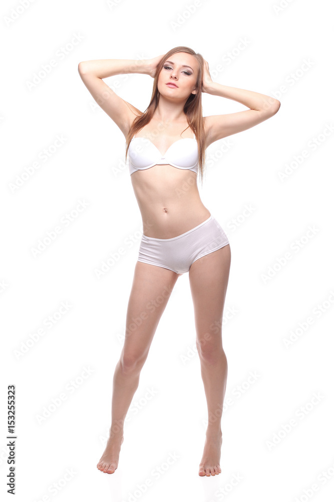 Sexy woman in white lingerie gorgeous figure. Sexy woman in white lingerie gorgeous figure.